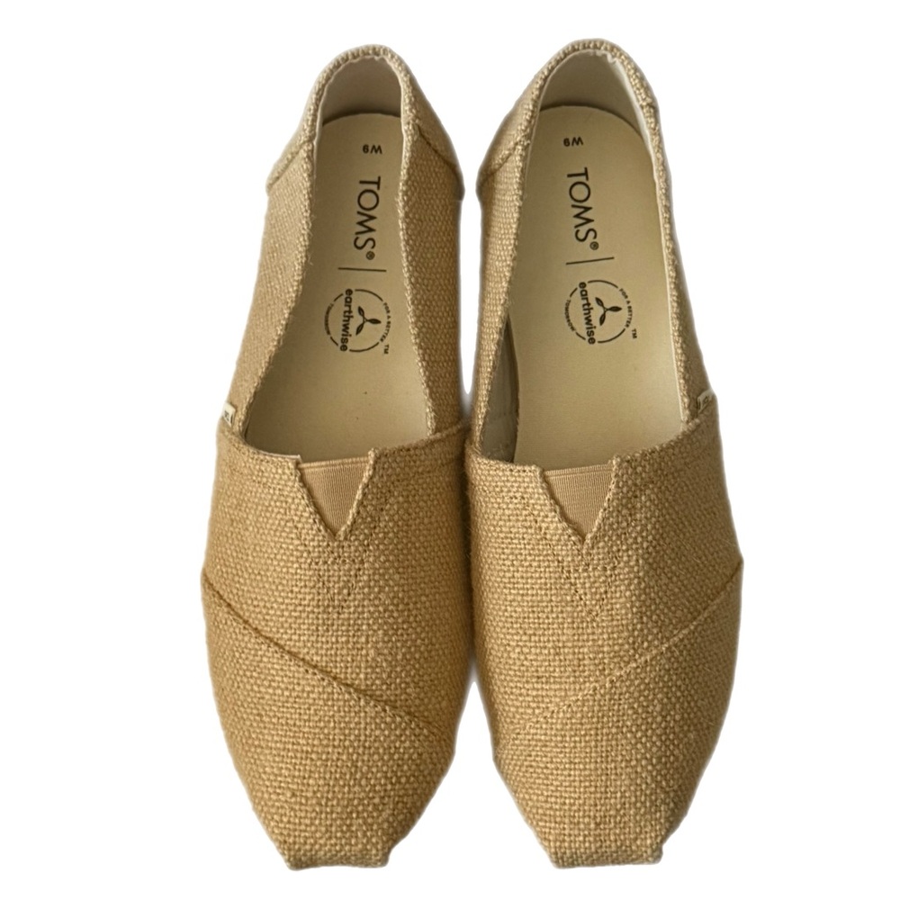 TOMS Earthwise Tan Slip-On Flats | Sustainable Casual Canvas Shoes - Picture 2 of 6